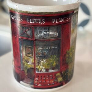 Cypress Kitchen Utensil Crock. Paris French Motif. 6.5x5.5